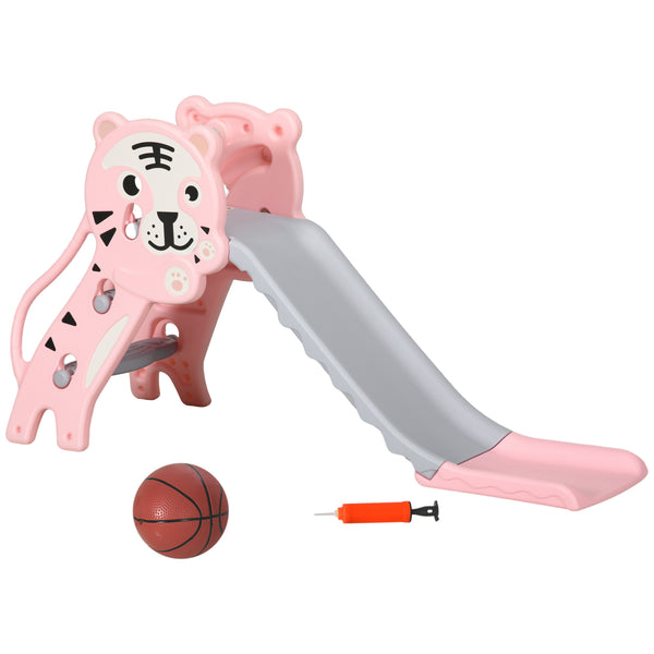 Qaba Slide for Kids with Basketball Hoop for Indoor Use, Easy Set Up Baby Slide for Kids 18-36 Months