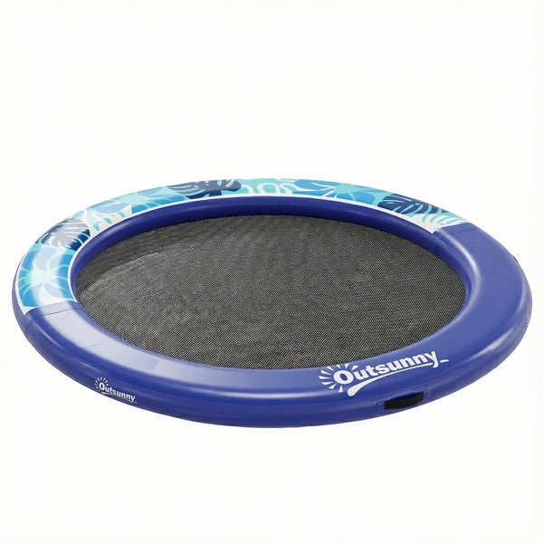 Outsunny 8FT Inflatable Water Hammock Floating Ring, Inflatable Floating Dock Platform for for Lakes, Pools, Oceans