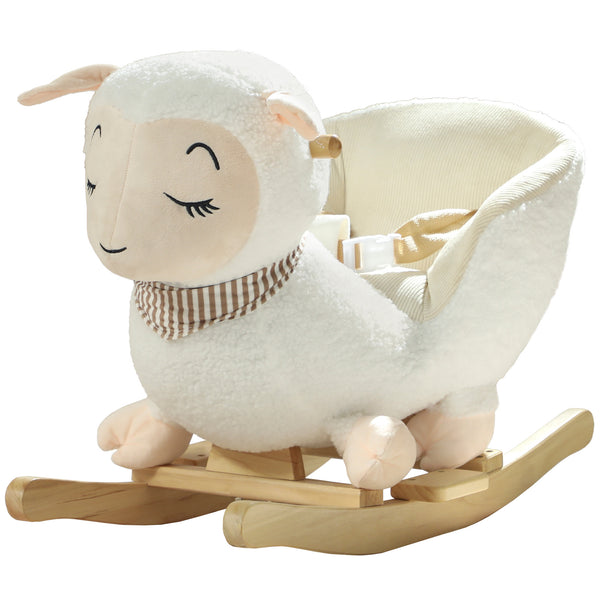 Qaba Baby Rocking Horse, Sheep Rocking Horse with Lullaby Song for Toddlers 18–36 Months