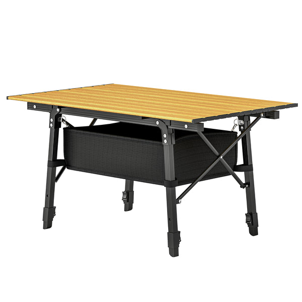 Outsunny 3ft Aluminum Small Folding Table, Portable Camping Table with Storage Bag, Carry Bag for Outdoor Picnic BBQ
