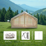 Inflatable 4-Season Camping Tent with Extended Awning, Waterproof Family Tent with Clear Skylight, 118″ L x 82.5″ W x 78.5″ H