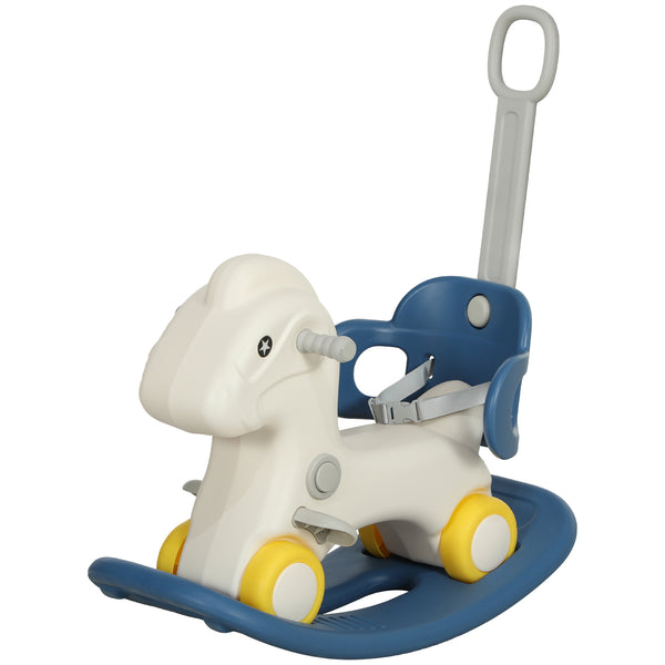 Qaba 4 in 1 Rocking Horse for Toddles 1-3 Years with Detachable Push Handle & Balance Board