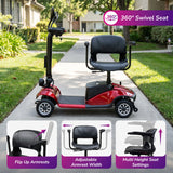 Ecolo Cycle ET4 Move 4 Wheel Mobility Scooter for Adults and Seniors - Health Canada Approved - Lightweight Foldable Electric Scooter with LED Lights, Rear Suspension & Detachable Basket