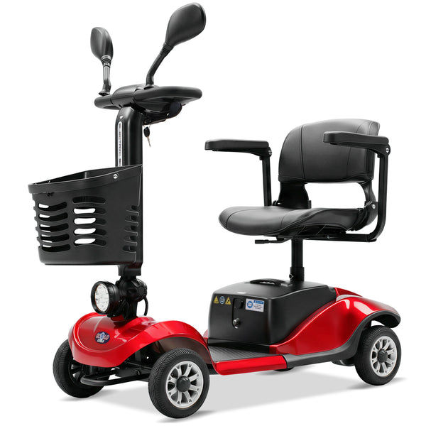 Ecolo Cycle ET4 Move 4 Wheel Mobility Scooter for Adults and Seniors - Health Canada Approved - Lightweight Foldable Electric Scooter with LED Lights, Rear Suspension & Detachable Basket