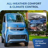 Ecolo Cycle ET4 Cruise Connect Fully Enclosed Mobility Scooter Adults - Health Canada Approved - A/C & Heat - Handlebar - ET4 CRUISE CONNECT WITH A/C (HANDLEBAR)