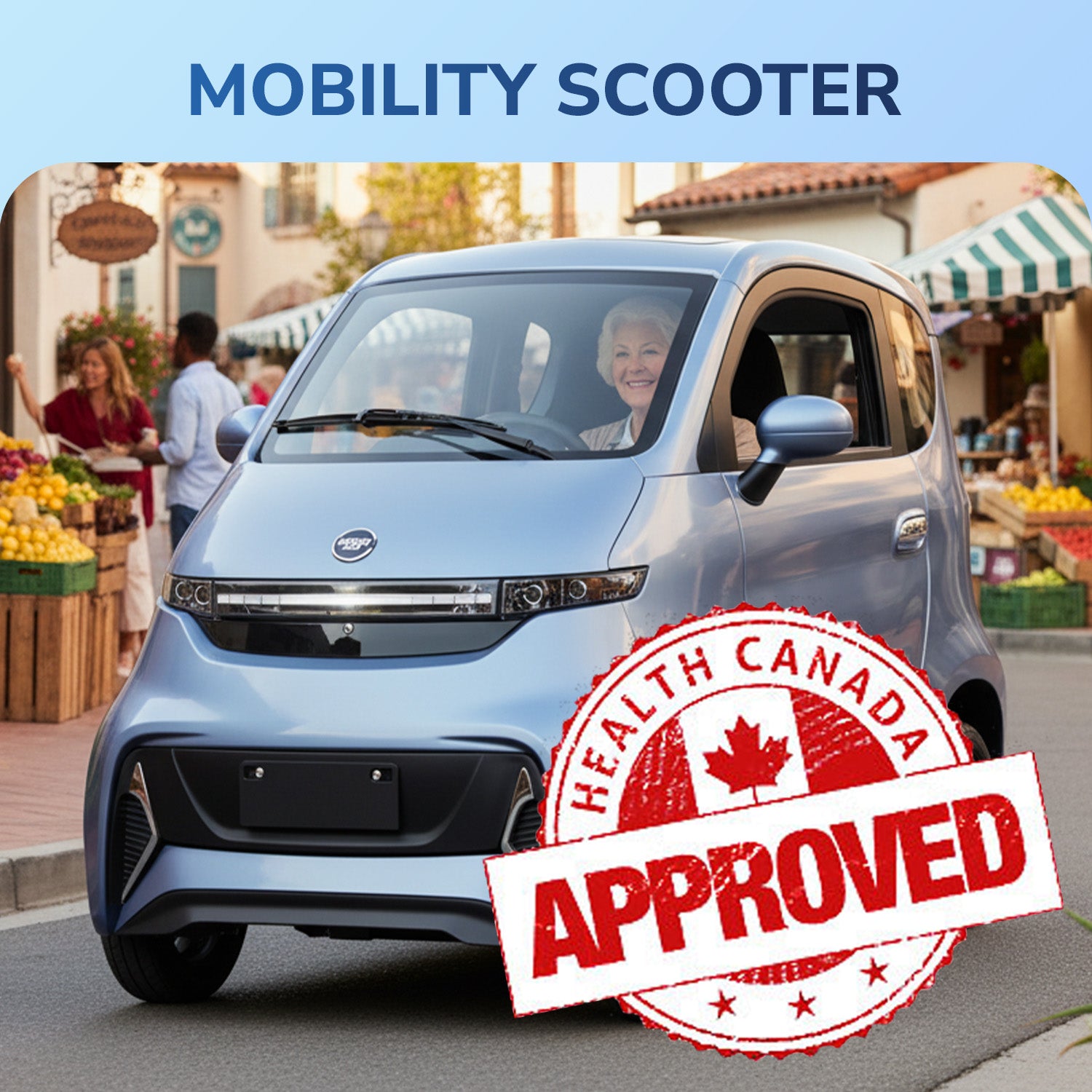 Ecolo Cycle ET4 Cruise Connect Fully Enclosed Mobility Scooter Adults - Health Canada Approved - A/C & Heat - Handlebar - ET4 CRUISE CONNECT WITH A/C (HANDLEBAR)