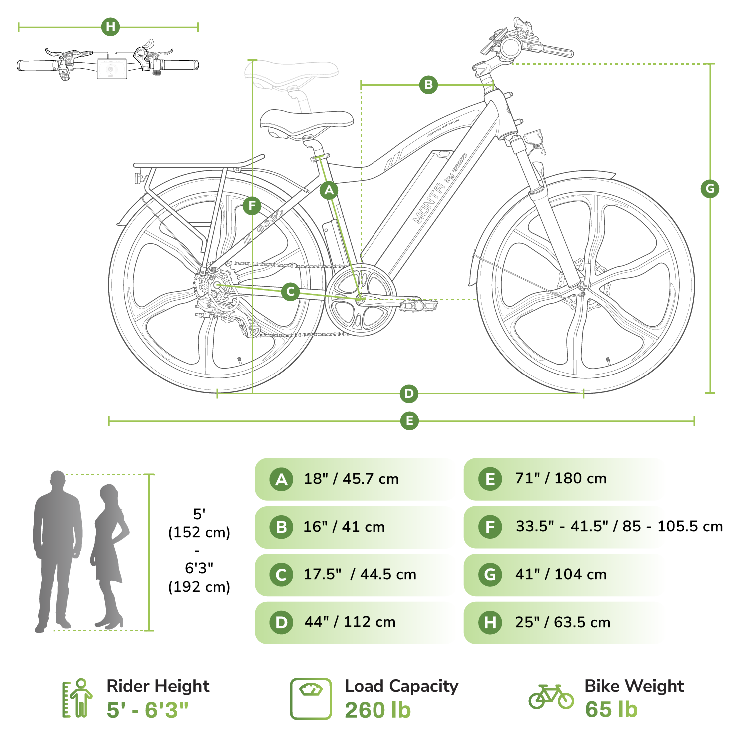 EMMO Monta Pro Electric Bike for Adults - 48V UL Certified 26\\" Mountain Commuter Ebike- Hydraulic Brakes, Color Display