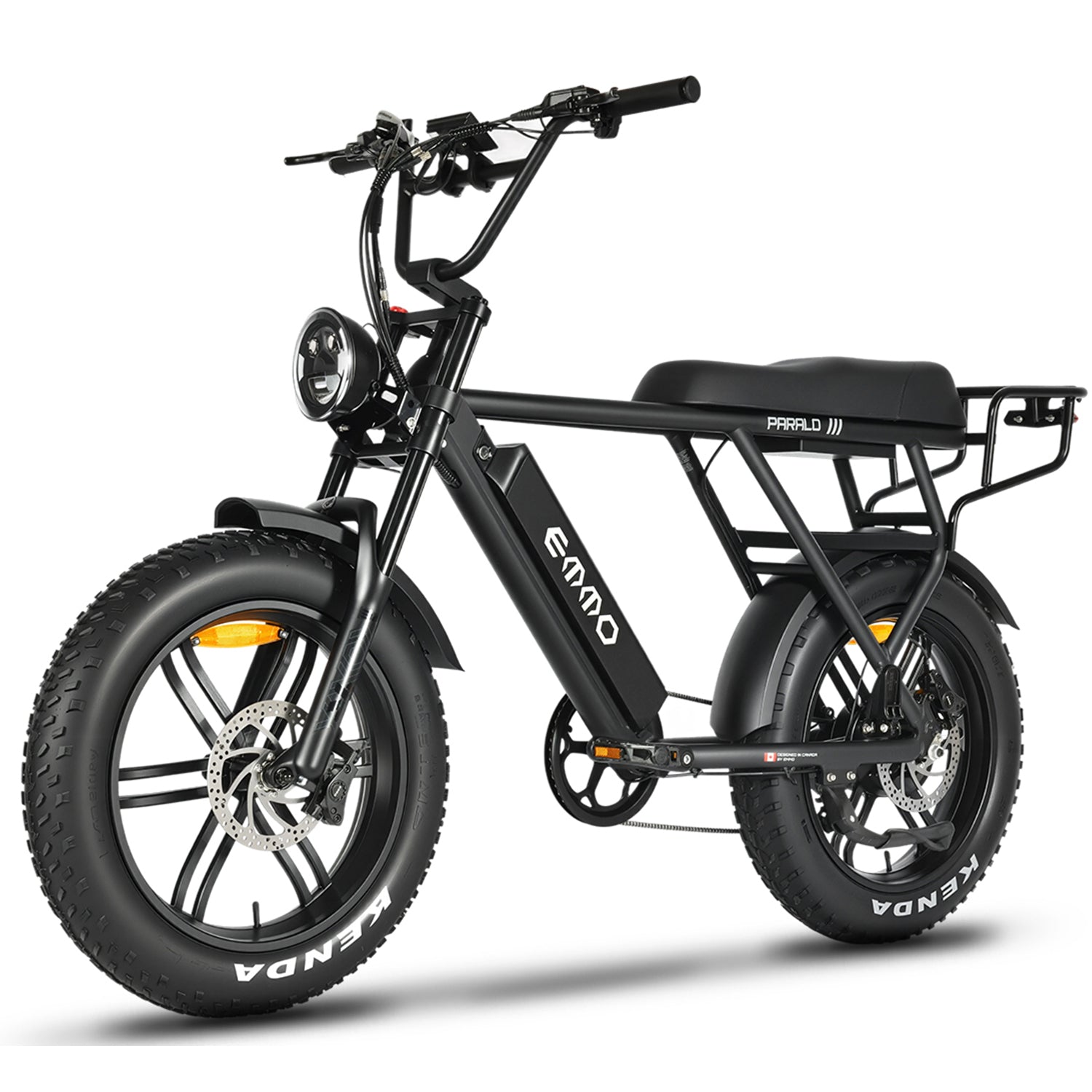 EMMO Paralo Pro Moped Style Fat Tire EBike for Two - Electric Scooter Bicycle 750W UL Certified- LED Turn Signals - SKU: PP_BLACK_48156