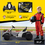 Qaba 24V Electric Go Kart with Dual 150W Motors, Adjustable Seat & 11.2MPH High Speed, Slow Start, 5-Point Harness, White