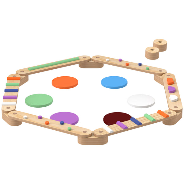 Qaba Kids Balance Beam, Wooden Balance Board with Stepping Stone for 3-8 Years