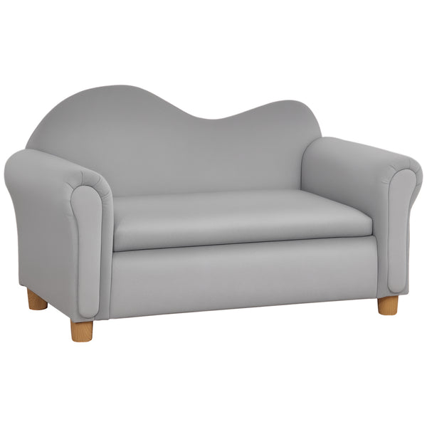 Qaba Ergonomic Foam Kids Sofa with Inner Toy Storage Chest, Velvet Kids Couch with Soft Arms, Children's Lounge Furniture, 33" x 16.25" x 19"