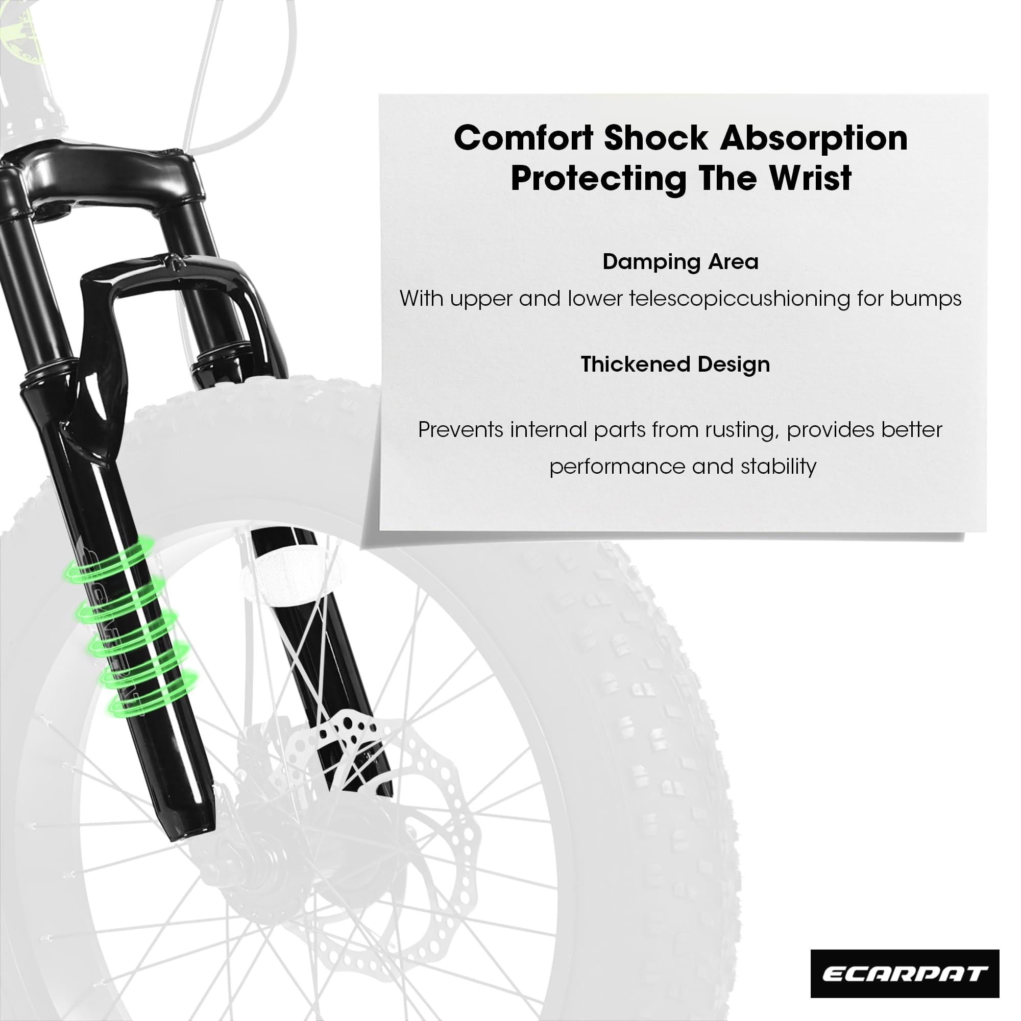 20\\" Kids\' Fat Tire Mountain Bike with 7-Speed Drivetrain, and Shock-Absorbing Front Fork, for Ages 8-12, 63\\" L x 24.5\\" W x 35\\" H, Blackish Green