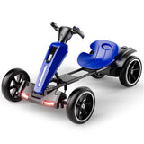 12V Electric Pedal Go-Kart for Kids with Adjustable High-Back Seat, Ride-On Truck with Music/Flashing Lights, 38\'\' L x 22.5\'\' W x 19.5\'\' H, Blue