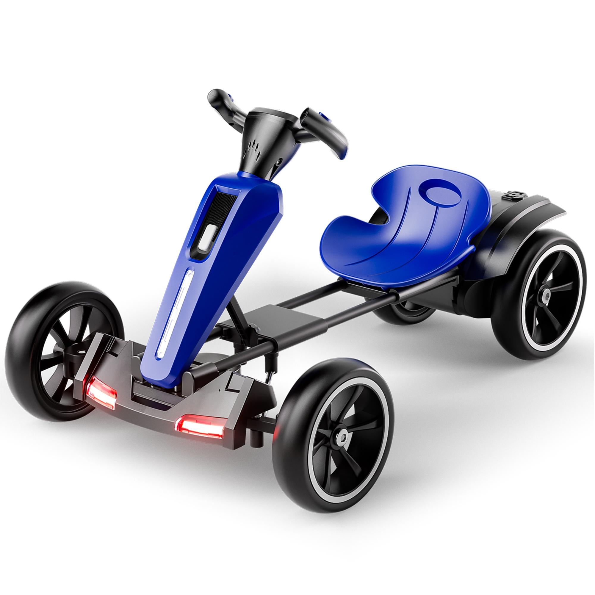 12V Electric Pedal Go-Kart for Kids with Adjustable High-Back Seat, Ride-On Truck with Music/Flashing Lights, 38\'\' L x 22.5\'\' W x 19.5\'\' H, Blue
