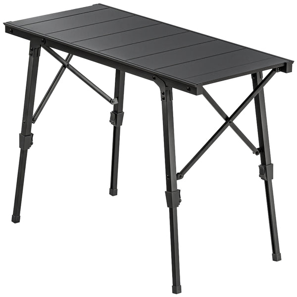 Outsunny Adjustable Height Folding Picnic Table with Removable Plates, Aluminum Camping Table