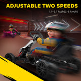Aosom 12V Electric Go Kart for Kids, Ride On Toy with EVA Tires, 2 Speeds, Adjustable Seat, Safety Belt for 3-8 Years, White