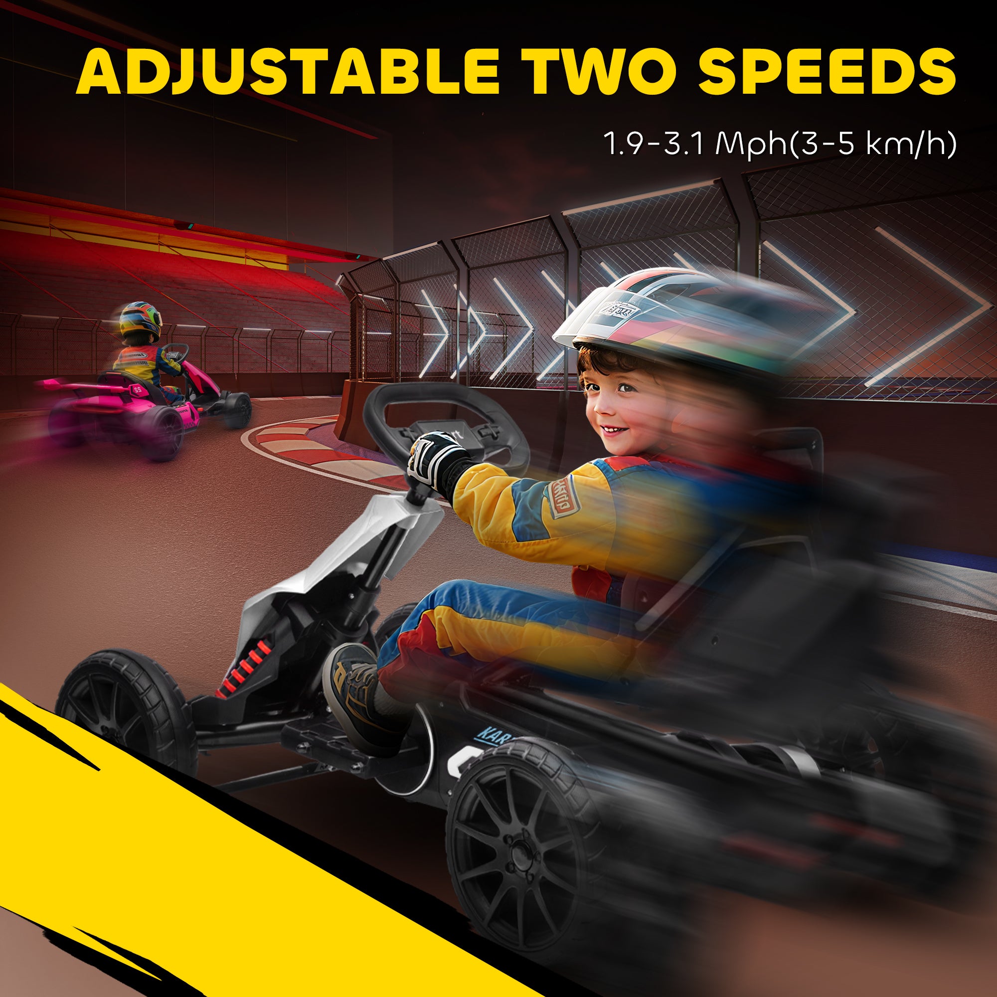 Aosom 12V Electric Go Kart for Kids, Ride On Toy with EVA Tires, 2 Speeds, Adjustable Seat, Safety Belt for 3-8 Years, White