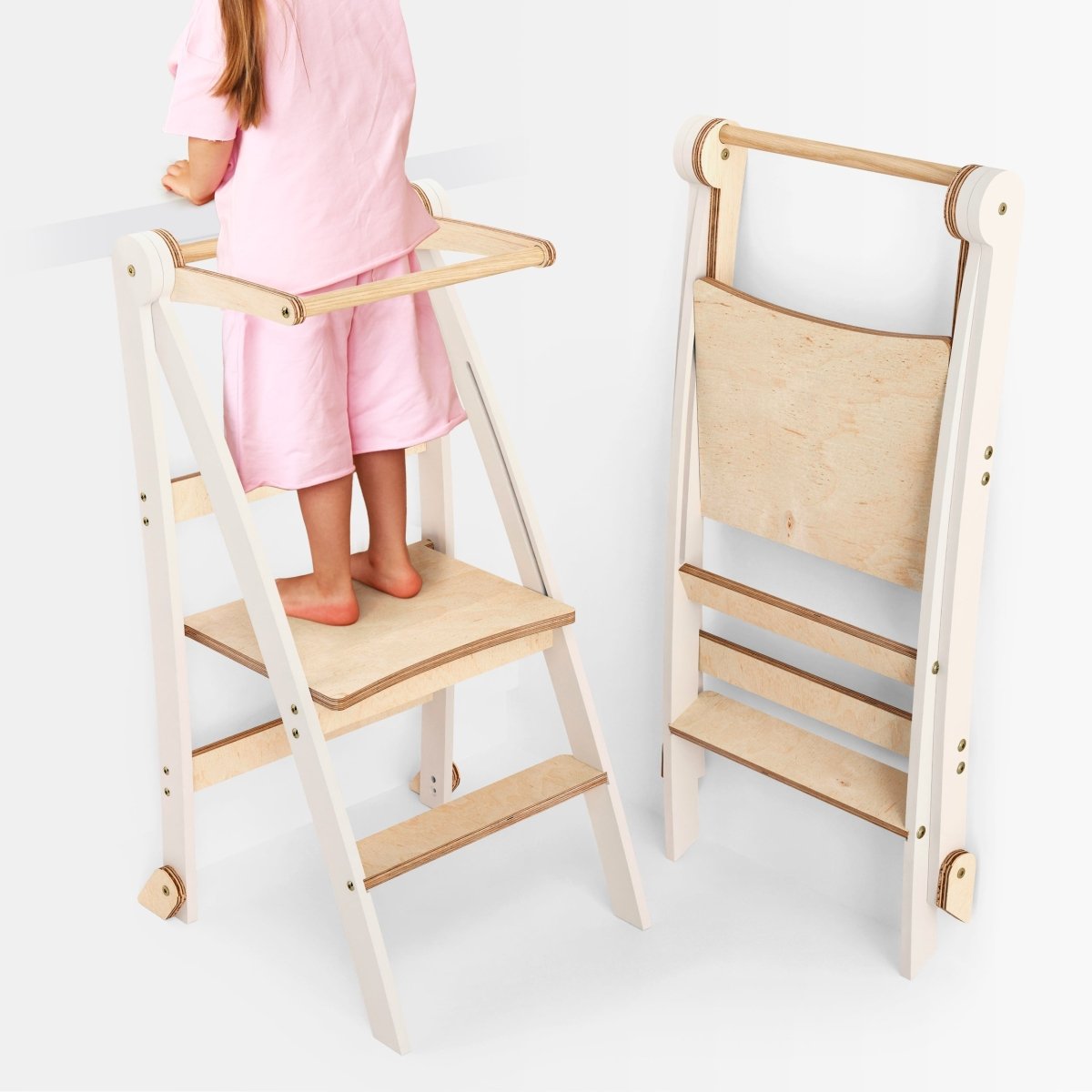 Helper Tower: A Multi-functional Foldable Step Stool for Kids - SKU: HlpTWR-WHITE-CA