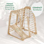 Indoor Wooden Playground for Children - 6in1 Playground + Swings Set + Slide Board - SKU: IWPC-6IN1-CA