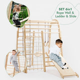 Indoor Wooden Playground for Children - 6in1 Playground + Swings Set + Slide Board