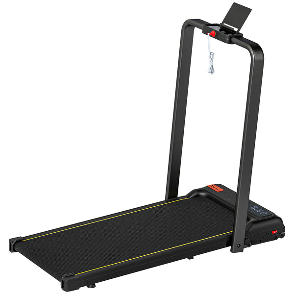Soozier Walking Pad Treadmill, 0.6–6.2mph Foldable Under Desk Treadmill with Incline, Wheels, LED Display and Remote Control