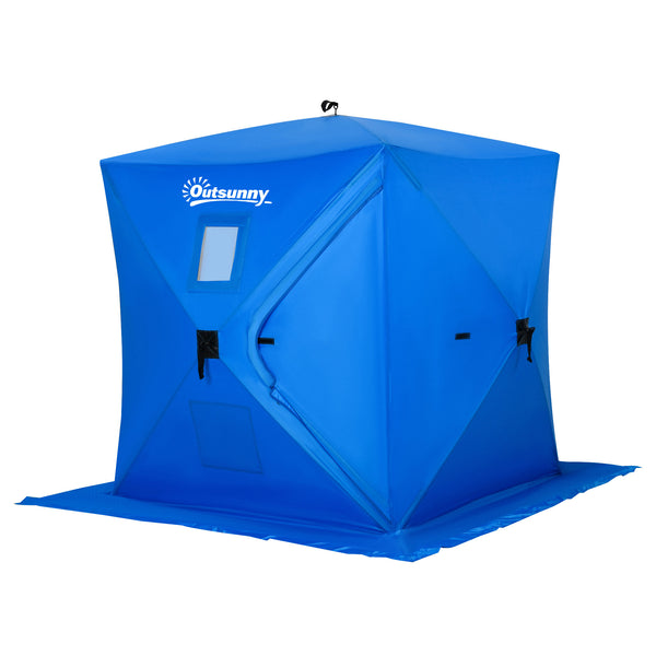 Outsunny 2 Person Ice Fishing Shelter, Pop-Up Portable Ice Fishing Tent with Carry Bag, Windows and Anchors for Low-Temp -22℉