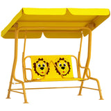 Qaba Kids Patio Swing Chair with Adjustable Canopy, Safety Belt for Patio, Garden, Poolside, Balcony, Yellow