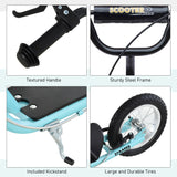 Aosom Teens Youth Scooter Ride On Toy with Adjustable Handlebar, Dual Brakes, and Inflatable Wheels For Kids 5+, Blue
