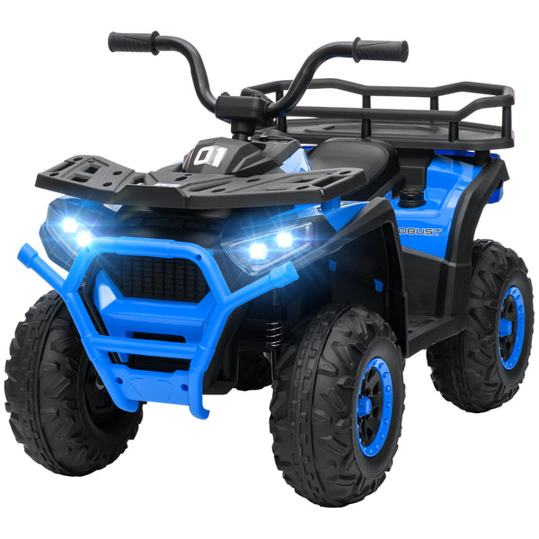 Qaba 12V Kids ATV, 4 Wheeler Quad with 4 Spring Suspension Wheels, LED Lights, Music USB