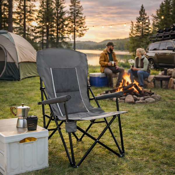 High Back Heavy Duty Lawn Chair with Cup Holder, Portable Collapsible Chair, Supports 250 lbs, perfect for outdoor adventures , 22.5" L x 25.5" W x 41" H