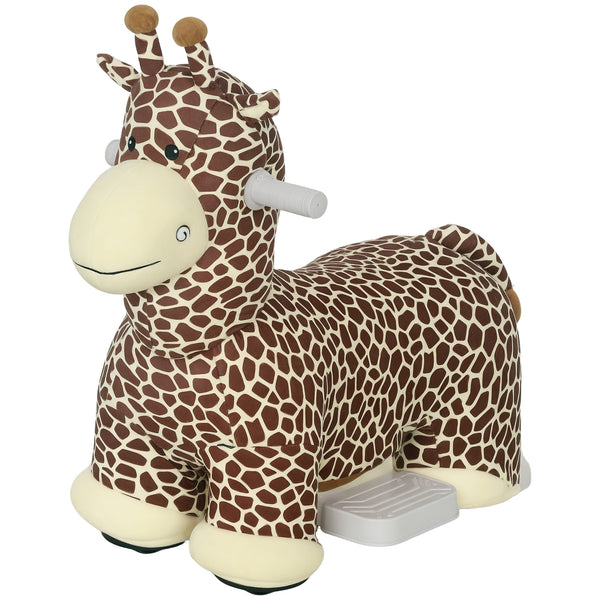 Qaba Kids Electric Ride On Giraffe, 6V Battery Powered Ride On Toy with Washable Cover, Music for 1.5-5 Years