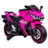 12V Kids Electric Ride-On Motorcycle with Training Wheels and Headlight, Motorbike with MP3 and Light-Up Wheels, 46" L x 20" W x 26" H