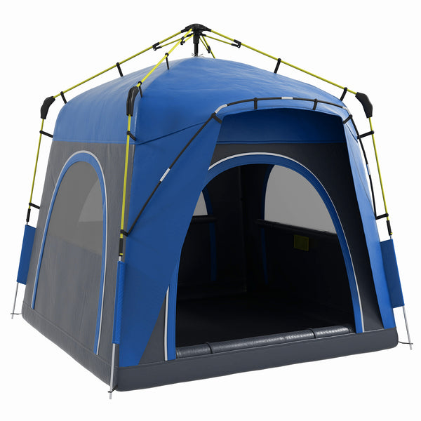 Outsunny 3 Person Pop Up Camping Tent Quick Setup Automatic Hydraulic Family Travel Tent w/ Windows Doors Carry Bag