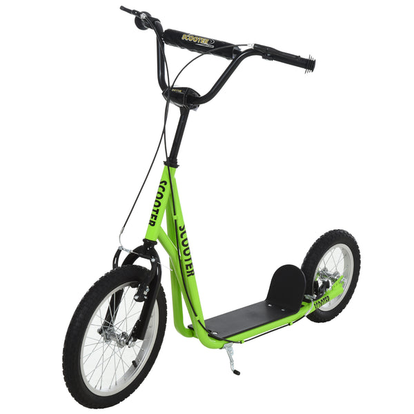 Aosom Teens Youth Scooter Ride On Toy with Adjustable Handlebar, Dual Brakes, and Inflatable Wheels For Kids 5+