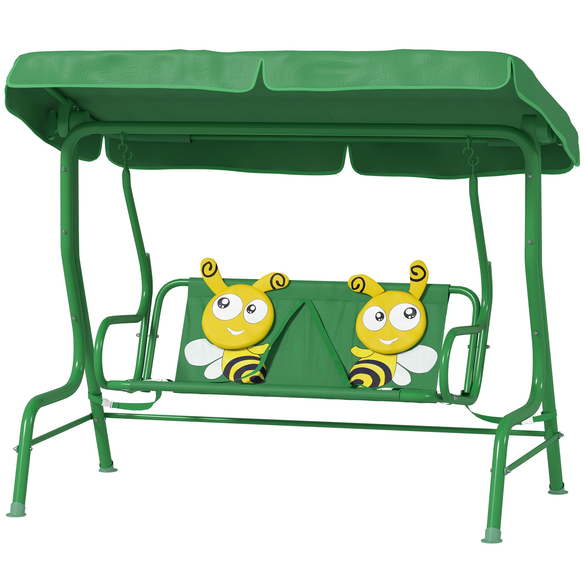 Kids Patio Swing Chair with Adjustable Canopy, Safety Belt for Patio, Garden, Poolside, Balcony - SKU: 3E1-006V00YL