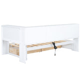 Vinsetto Twin Size Daybed with 2 Storage Drawers, Storage Cabinets, USB Ports, Solid Wood and MDF, 86\\" L x 51\\" W x 37.5\\" H, White