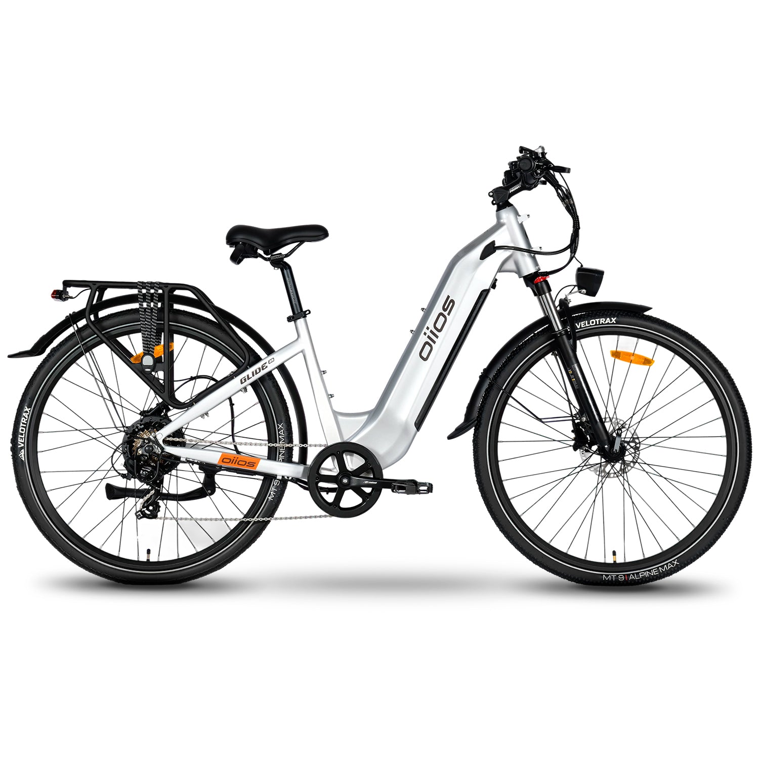 Oiios Glide Step Thru Electric Bicycle for Adults - UL Certified - 48V 750W 29 inch - Hydraulic Brakes Turn Signals Color Display