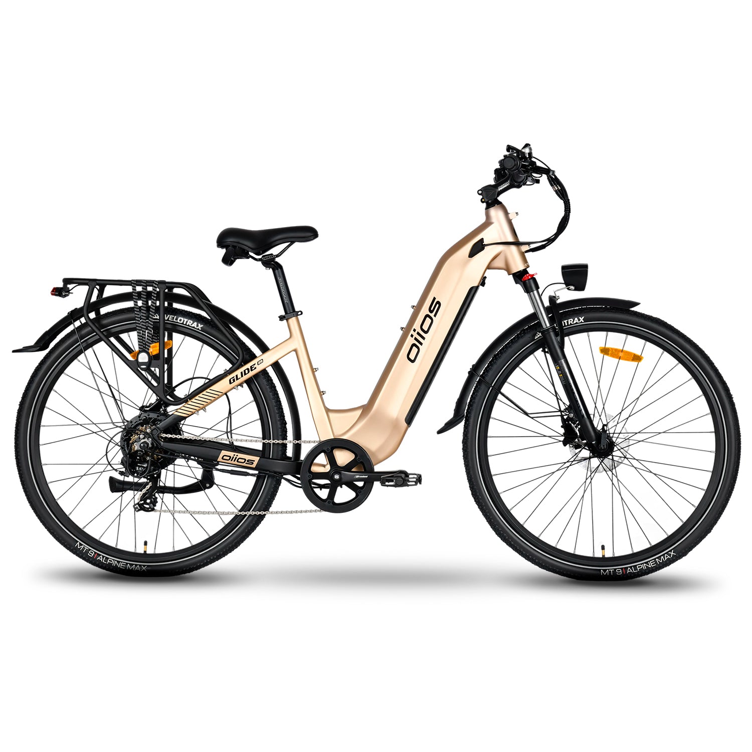 Oiios Glide Step Thru Electric Bicycle for Adults - UL Certified - 48V 750W 29 inch - Hydraulic Brakes Turn Signals Color Display