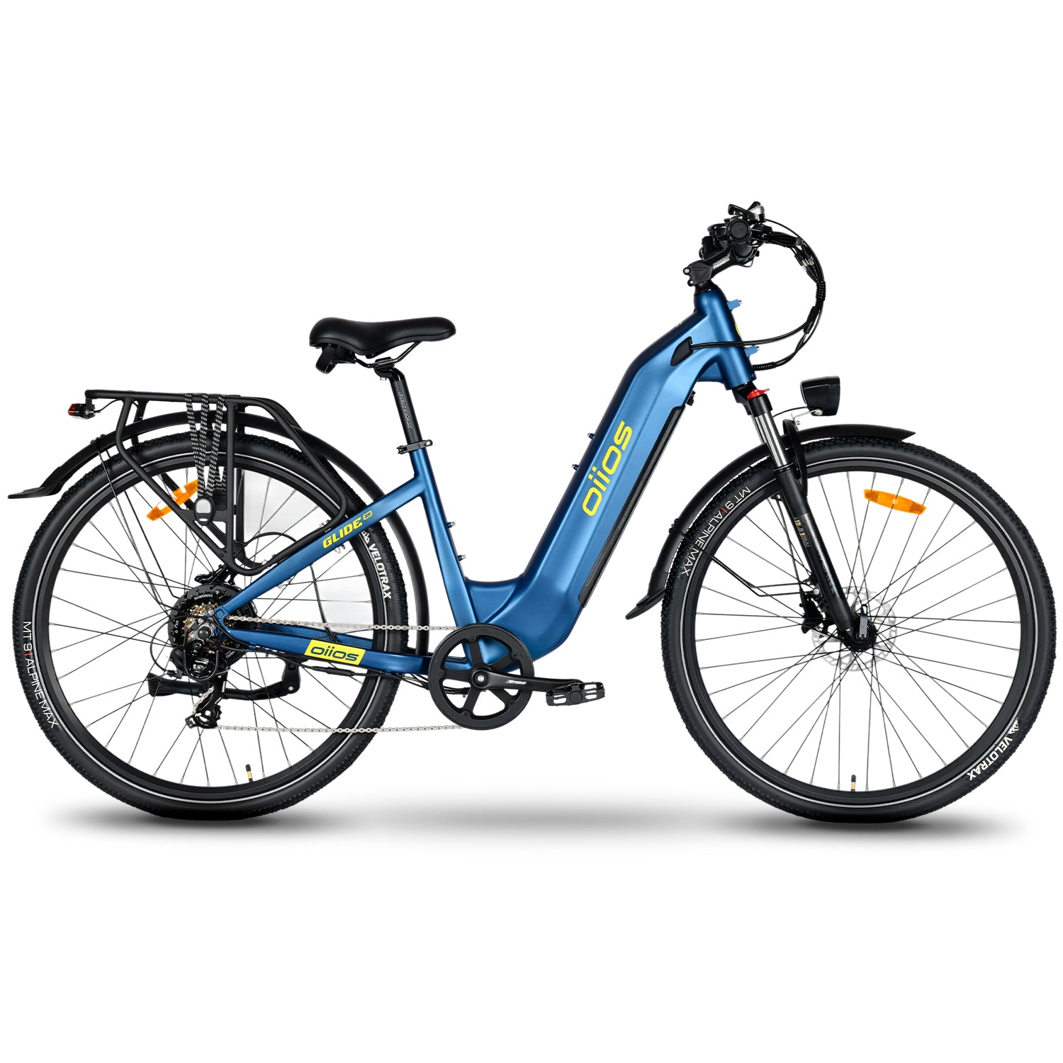 Oiios Glide Step Thru Electric Bicycle for Adults - UL Certified - 48V 750W 29 inch - Hydraulic Brakes Turn Signals Color Display