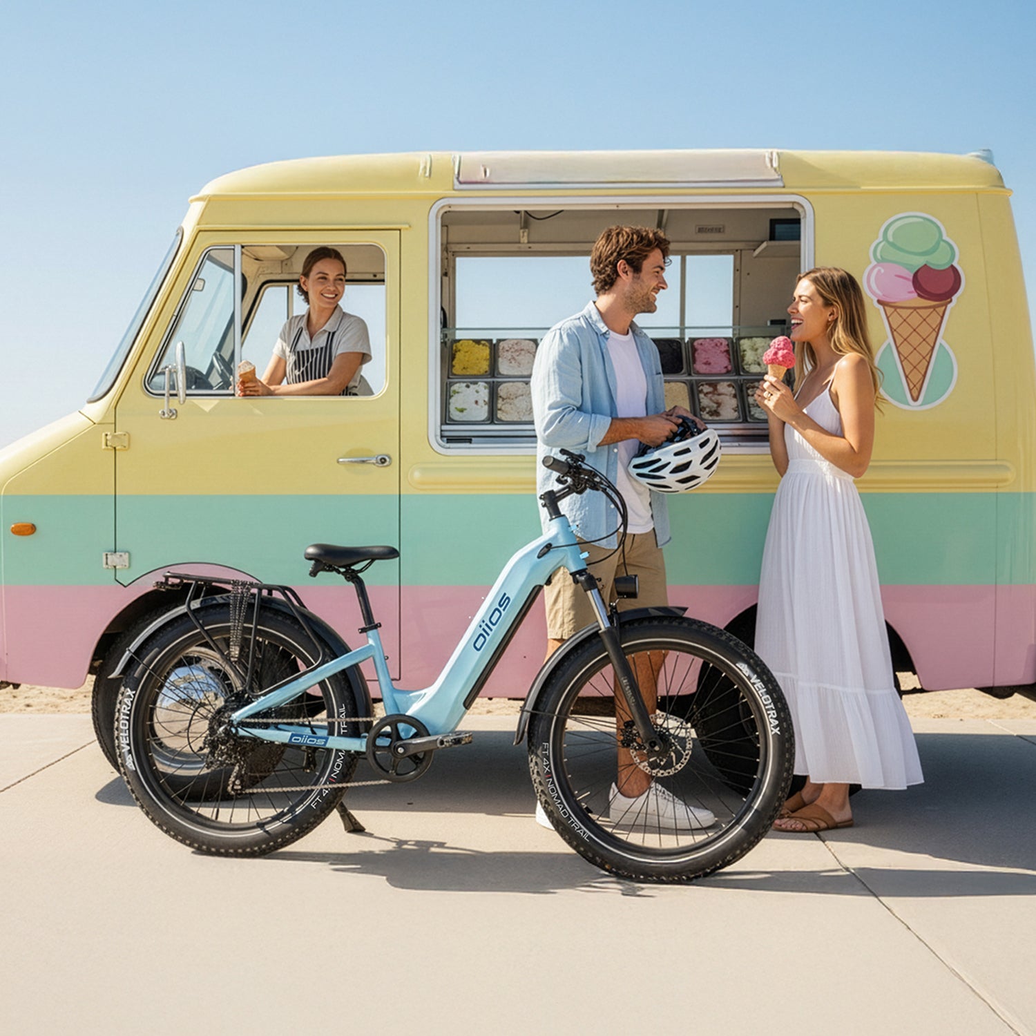 Oiios Dyno Electric Bike Fat Tire Step Thru for Adults - UL Certified 750W 26 in 48V - Hydraulic Brakes LED Lights Turn Signals