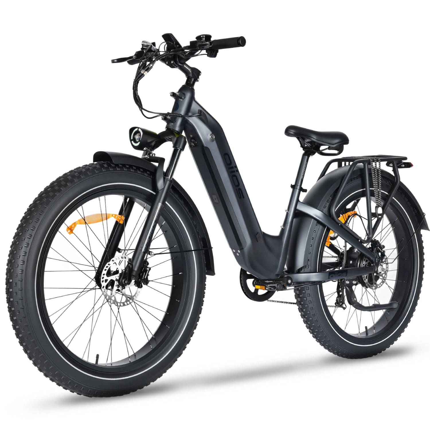 Oiios Dyno Electric Bike Fat Tire Step Thru for Adults - UL Certified 750W 26 in 48V - Hydraulic Brakes LED Lights Turn Signals - SKU: DYNO_48156_BLACK