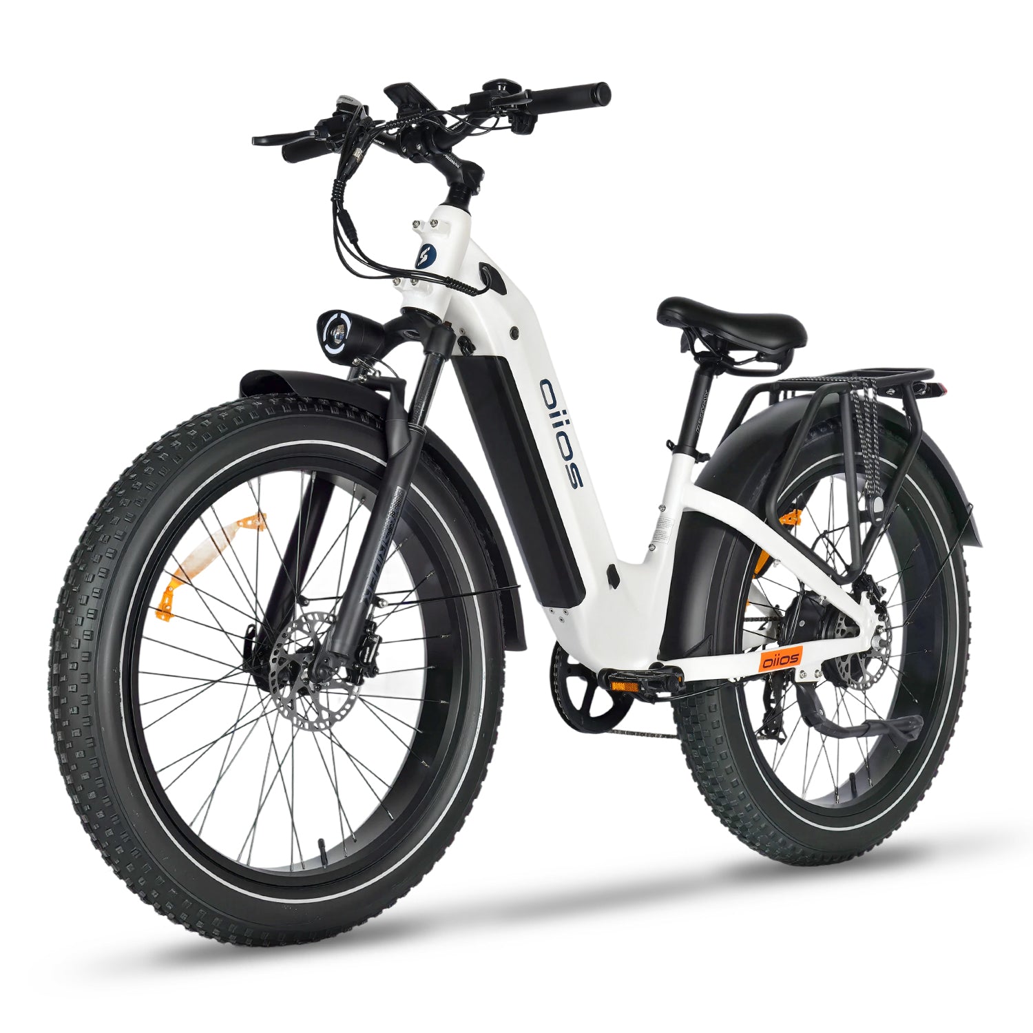 Oiios Dyno Electric Bike Fat Tire Step Thru for Adults - UL Certified 750W 26 in 48V - Hydraulic Brakes LED Lights Turn Signals - SKU: DYNO_48156_BLACK