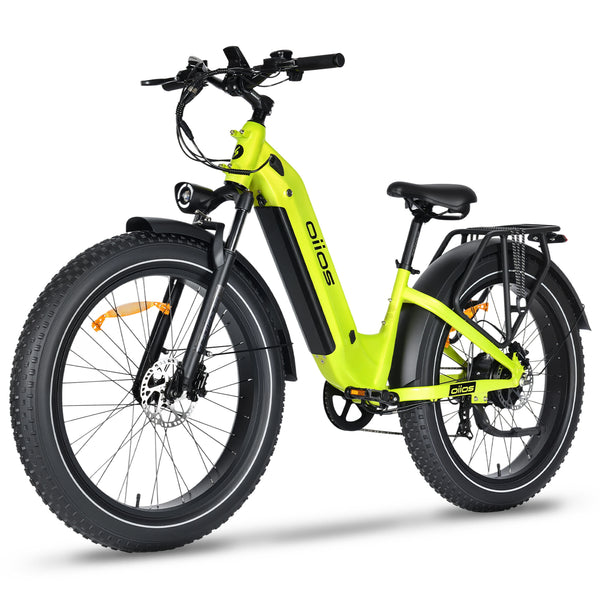 Oiios Dyno Electric Bike Fat Tire Step Thru for Adults - UL Certified 750W 26 in 48V - Hydraulic Brakes LED Lights Turn Signals