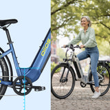 Oiios Glide Step Thru Electric Bicycle for Adults - UL Certified - 48V 750W 29 inch - Hydraulic Brakes Turn Signals Color Display