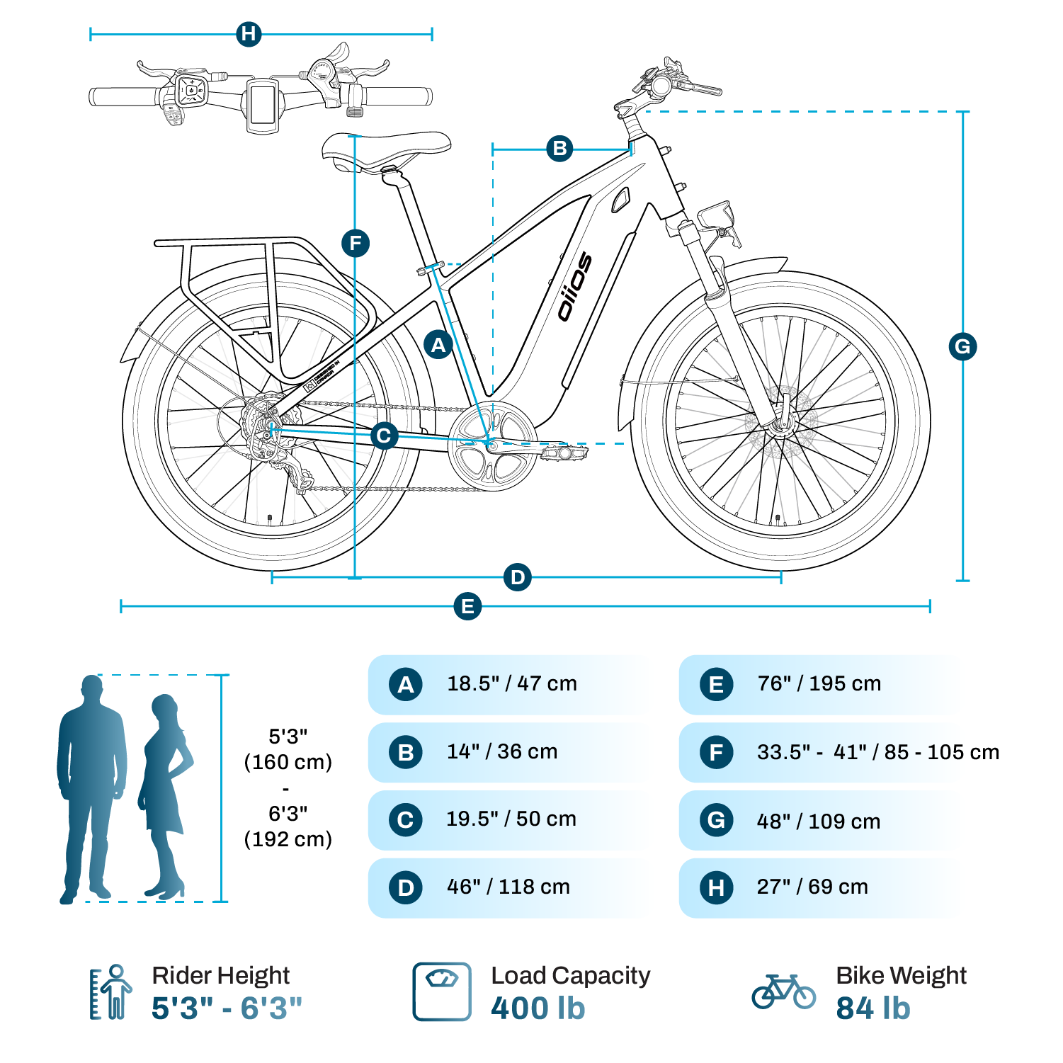 Oiios Powa Electric Bike Fat Tire Step Over for Adults – UL Certified 48V 750W 26 in – Hydraulic Brakes LED Lights Turn Signals