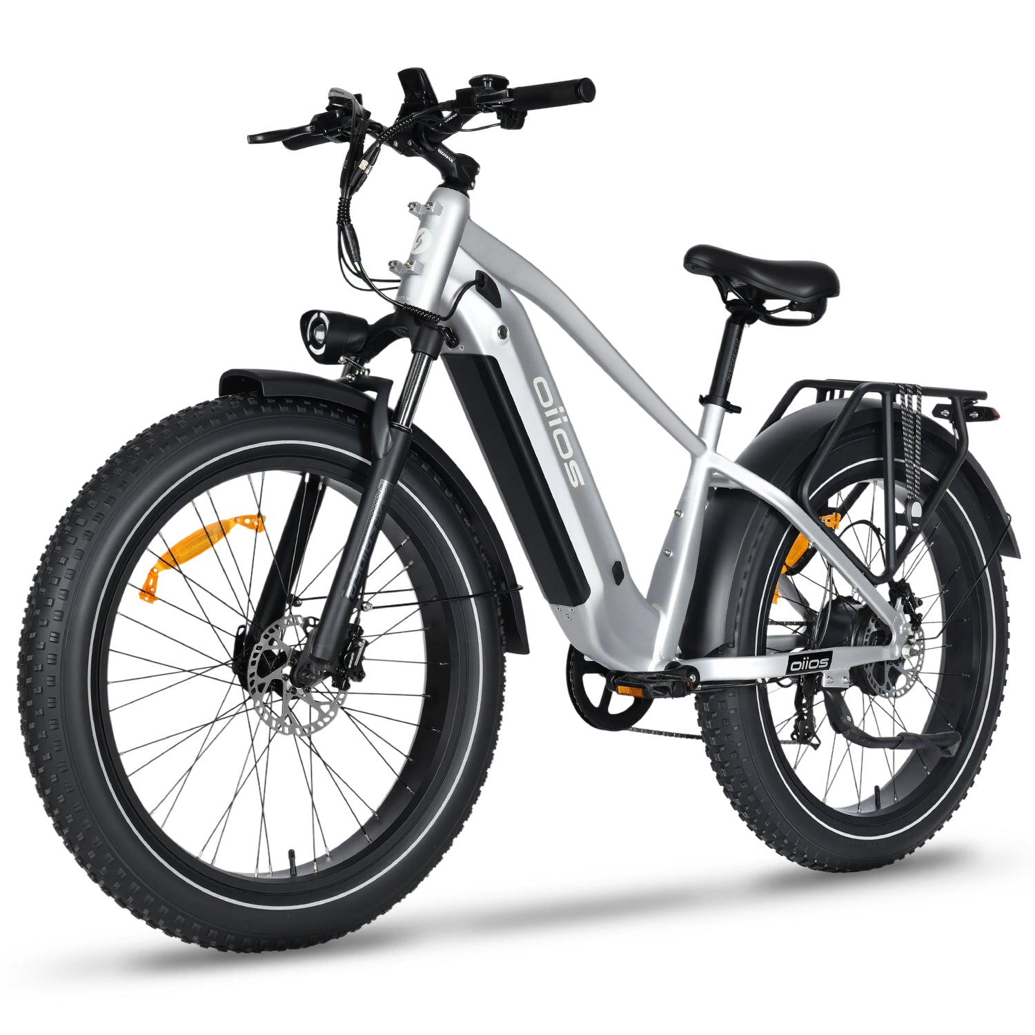 Oiios Powa Electric Bike Fat Tire Step Over for Adults – UL Certified 48V 750W 26 in – Hydraulic Brakes LED Lights Turn Signals - SKU: POWA_48156_WHITE