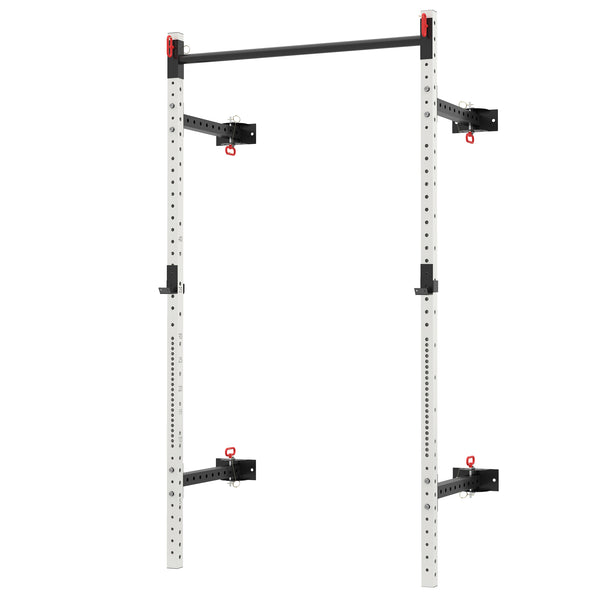 Soozier Folding Squat Rack with Pull Up Bar, Wall Mounted and Adjustable, 1000 Pounds Capacity Power Rack
