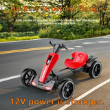12V Electric Pedal Go-Kart for Kids with Adjustable High-Back Seat, Ride-On Truck with Music/Flashing Lights, 38\'\' L x 22.5\'\' W x 19.5\'\' H, Red