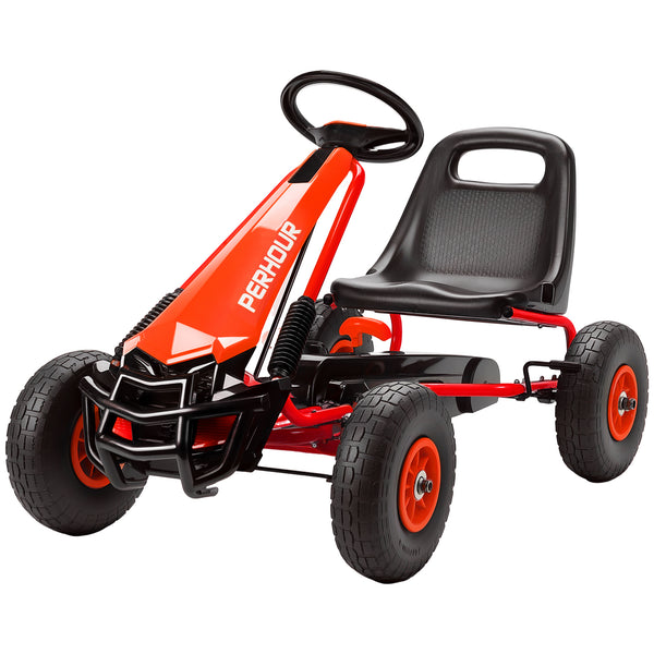 Qaba Kids Go Kart, Pedal Car with Adjustable Seat, EVA Wheels, Brake, for Boys & Girls Aged 3-8 Years Old