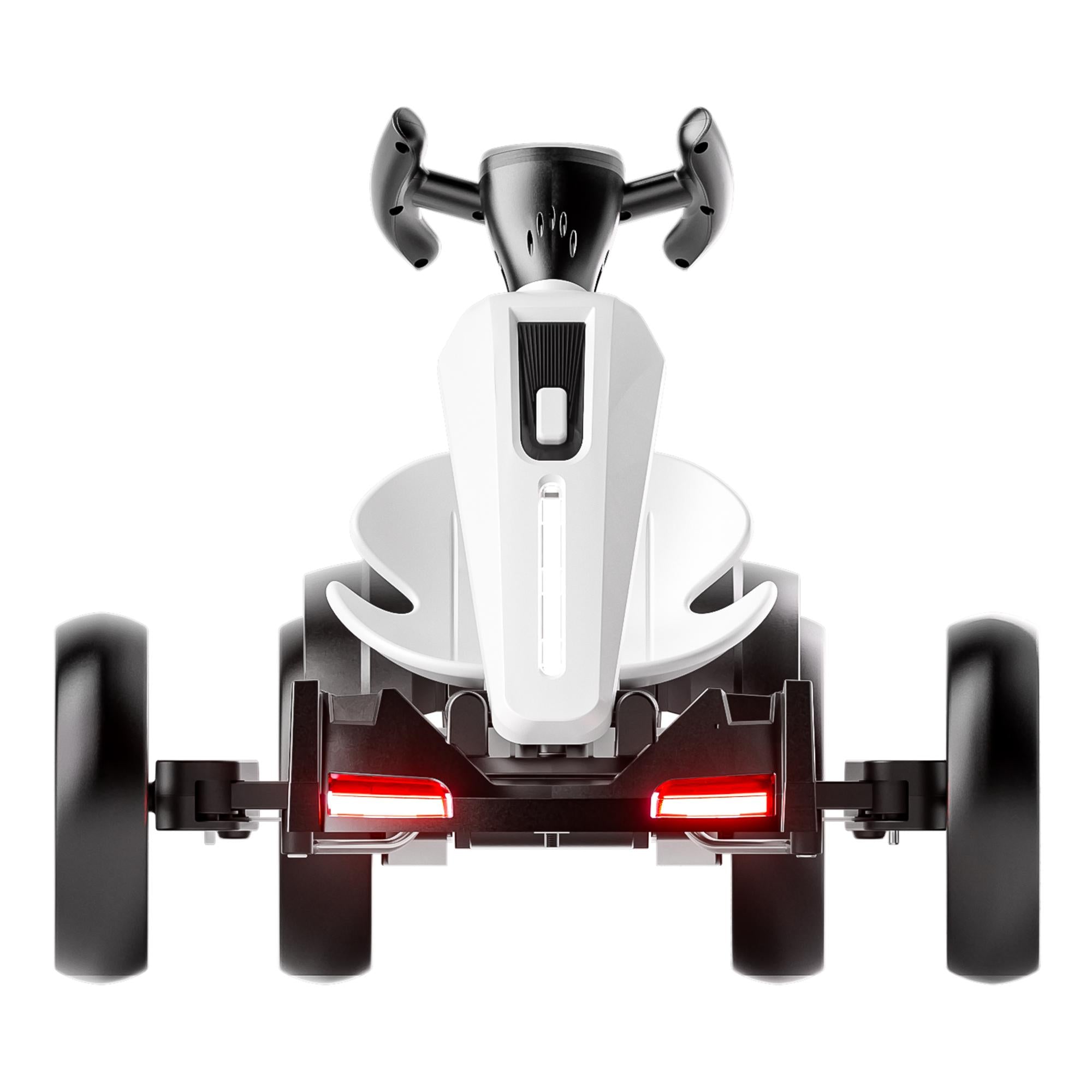 12V Electric Pedal Go-Kart for Kids with Adjustable High-Back Seat, Ride-On Truck with Music/Flashing Lights, 38\'\' L x 22.5\'\' W x 19.5\'\' H, White